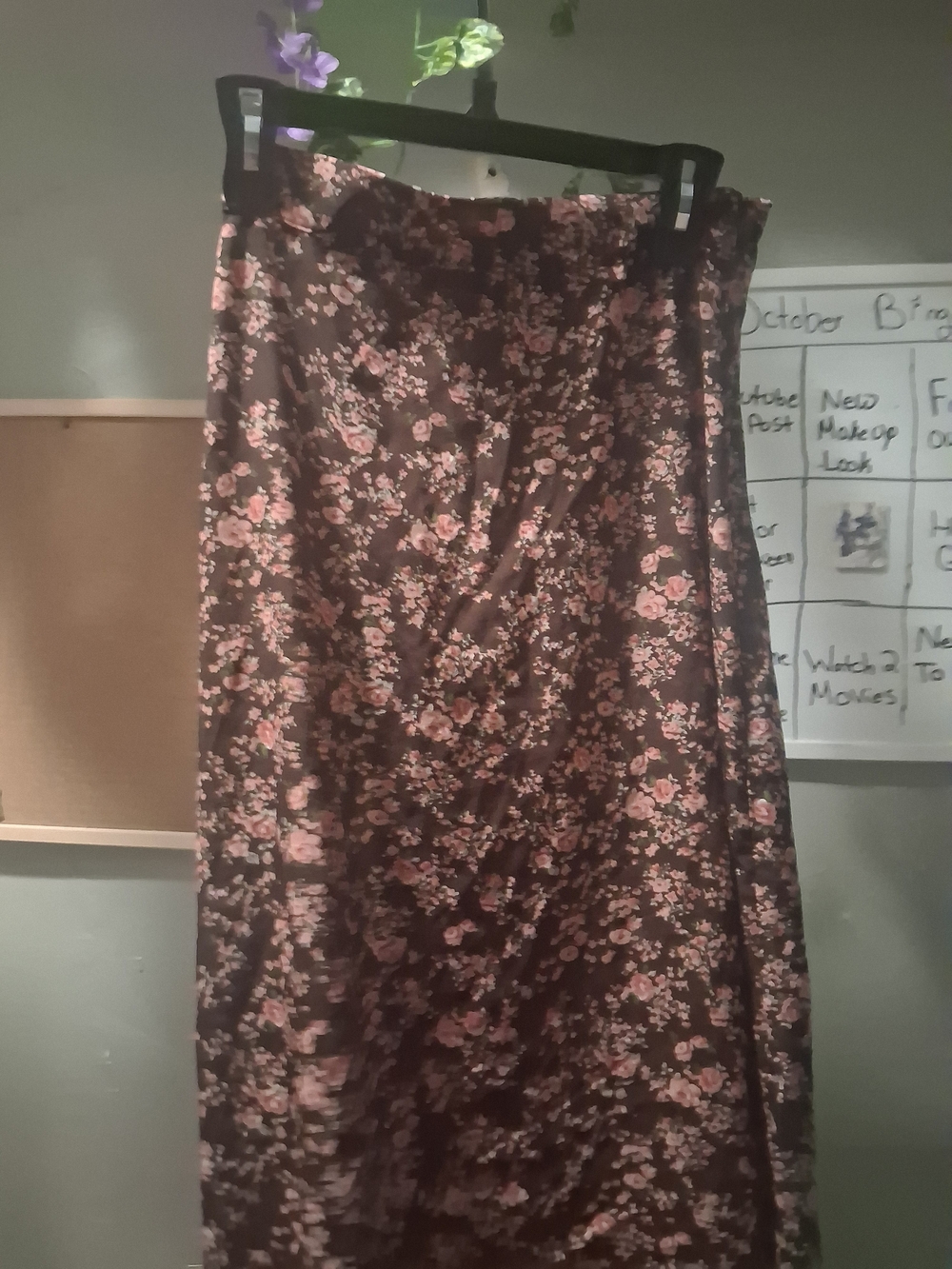 Floral Maxi Skirt in Brown & Pink Like New